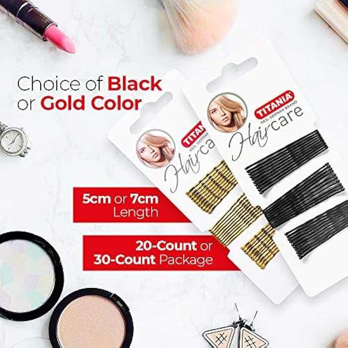 Titania Hair Clips, Gold, Straight, 7 cm, Powder 41 g - Image 5